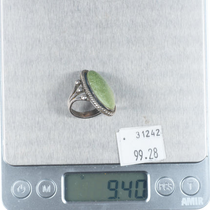 sz5.5 Large green turquoise 30's-40's vintage Navajo sterling silver ring