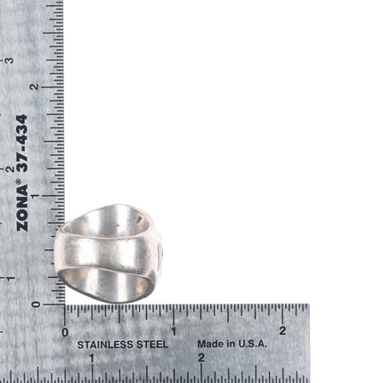 sz8.5 Vintage Navajo sterling silver turquoise 3 stone ring stamped sides