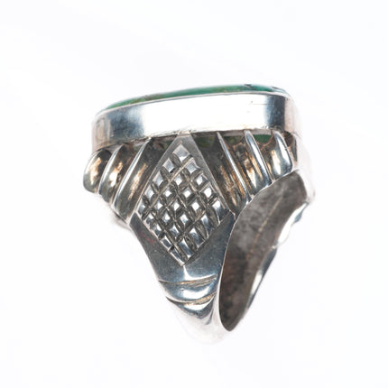 sz9 Vintage southwestern sterling silver green turquoise ring