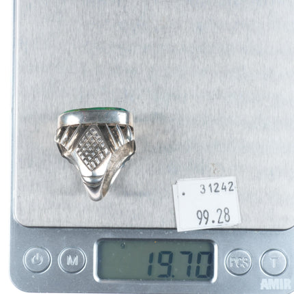 sz9 Vintage southwestern sterling silver green turquoise ring