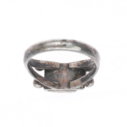 sz2 c1930's Navajo small ingot silver turquoise ring sterling
