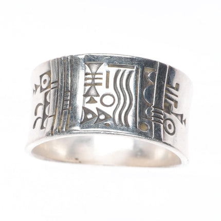 sz11.5 Norbert Peshlakai Navajo sterling silver petroglyph modernist ring