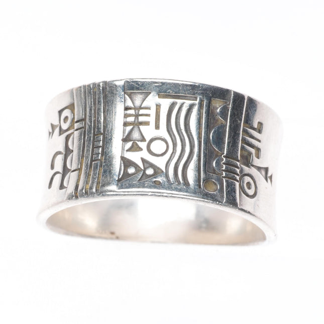 sz11.5 Norbert Peshlakai Navajo sterling silver petroglyph modernist ring