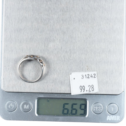 sz7.75 Retired James Avery 14k gold/sterling silver Spanish Lattice/Dot ring