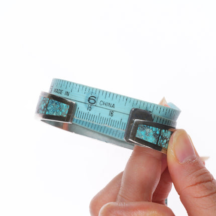 6.5" Herman Smith Navajo sterling silver spiderweb turquoise inlay cuff bracelet