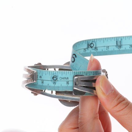 6.5" 30's-40's Navajo Cerrillos turquoise sterling silver 3 stone cuff bracelet