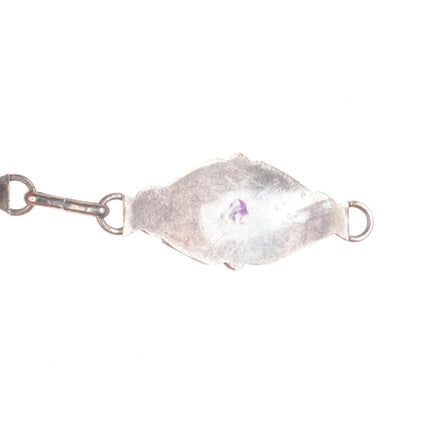 8.2" Vintage Zuni sterling silver snake eye turquoise link bracelet