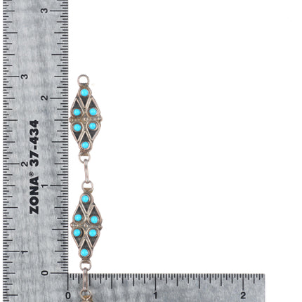 8.2" Vintage Zuni sterling silver snake eye turquoise link bracelet