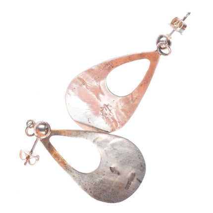 Loren Sakeva Hopi Overlay dangle earrings sterling silver