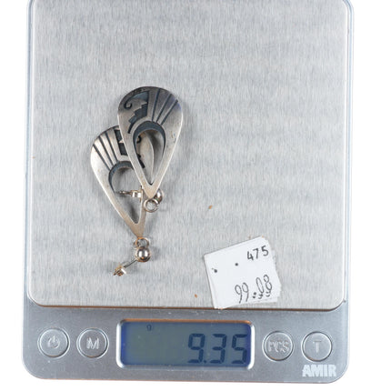 Loren Sakeva Hopi Overlay dangle earrings sterling silver