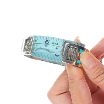 6.5" Gilbert & Mildred Calavaza Zuni inlay sunface sterling silver cuff bracelet