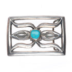 Vintage Navajo sterling cast silver belt buckle stamped center with turquoise