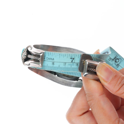 7.2" Big Harrison Jim Navajo sterling silver Kingman turquoise cuff bracelet