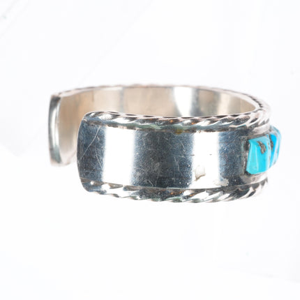 6.5" c1950's vintage Zuni cobblestone inlay turquoise cuff bracelet