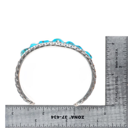 6.5" c1950's vintage Zuni cobblestone inlay turquoise cuff bracelet