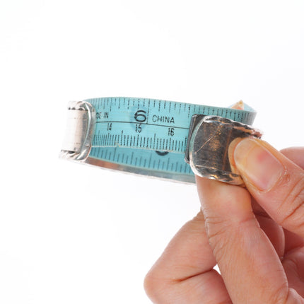 6.5" c1950's vintage Zuni cobblestone inlay turquoise cuff bracelet