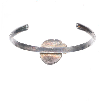 6.6" N Navajo vintage sterling silver spiderweb turquoise cuff bracelet