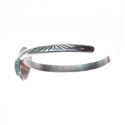 6.6" N Navajo vintage sterling silver spiderweb turquoise cuff bracelet