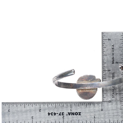 6.6" N Navajo vintage sterling silver spiderweb turquoise cuff bracelet