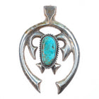 Vintage Navajo cast sterling silver naja pendant with turquoise