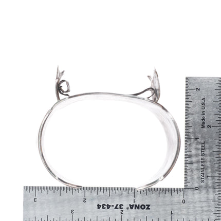 6.75" Vintage Navajo sterling silver Peyote Bird Chip inlay watch cuff bracelet