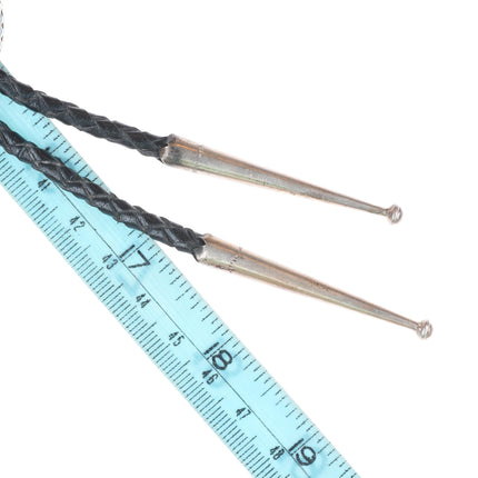 Vintage Native American sterling silver dog inlaid mother of pearl bolo tie