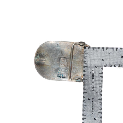 Vintage Navajo DC Thomas hand stamped sterling silver 1.25" belt buckle