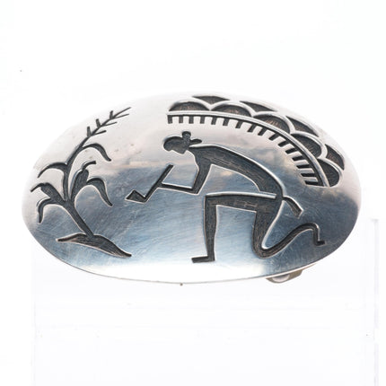 Manuel & Karen Hoyungowa Hopi vintage sterling silver pipe smoker belt buckle