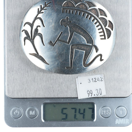Manuel & Karen Hoyungowa Hopi vintage sterling silver pipe smoker belt buckle
