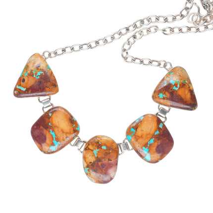 Larry Martinez Chavez/El Tom Navajo sterling silver boulder turquoise necklace