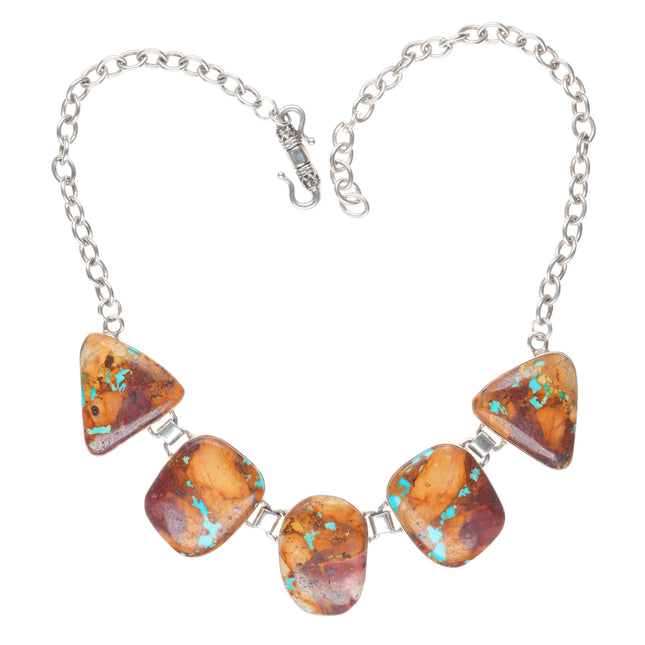 Larry Martinez Chavez/El Tom Navajo sterling silver boulder turquoise necklace