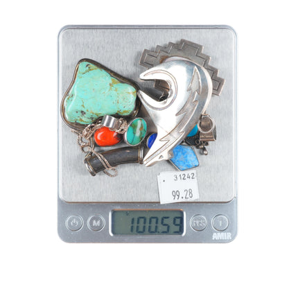 Vintage Navajo/southwestern sterling silver pendant collection lot turquoise