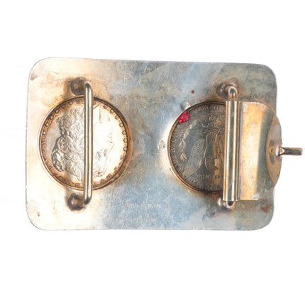 Big Vintage Boyd Reno Nevada hand engraved sterling silver dollar belt buckle