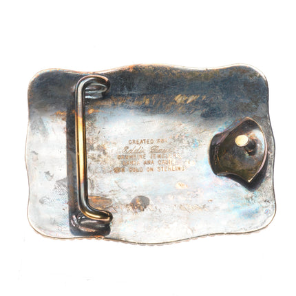 Vintage Sterling silver Eddie Bauer Crumrine gold plated deer belt buckle