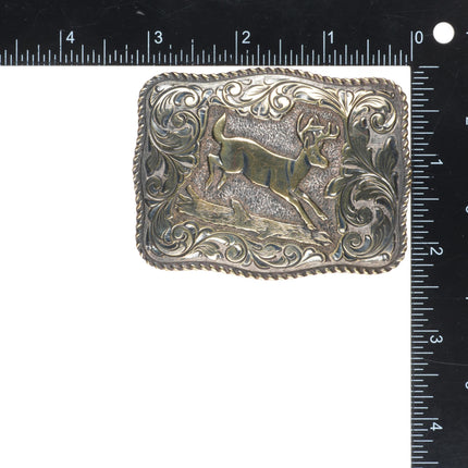 Vintage Sterling silver Eddie Bauer Crumrine gold plated deer belt buckle