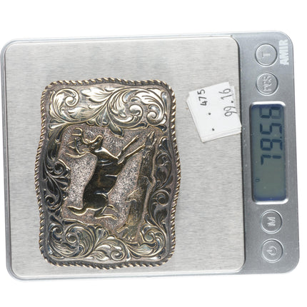 Vintage Sterling silver Eddie Bauer Crumrine gold plated deer belt buckle