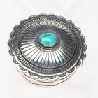 Gary Reeves Navajo intricately stamped sterling silver round box nice turquoise