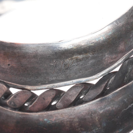 6.5" 40's-50's Navajo sterling silver hand stamped twisted wire cuff bracelet