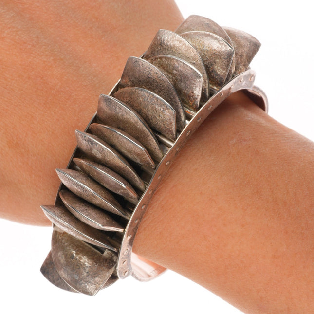 6.4" Brenna Klassen-Glanzer Machine Age modernist sterling silver cuff bracelet