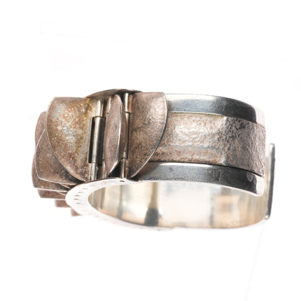 6.4" Brenna Klassen-Glanzer Machine Age modernist sterling silver cuff bracelet