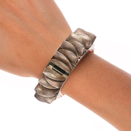 6.4" Brenna Klassen-Glanzer Machine Age modernist sterling silver cuff bracelet