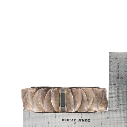 6.4" Brenna Klassen-Glanzer Machine Age modernist sterling silver cuff bracelet