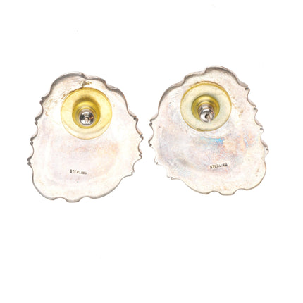 Large vintage Navajo sterling silver red spiderweb turquoise earrings