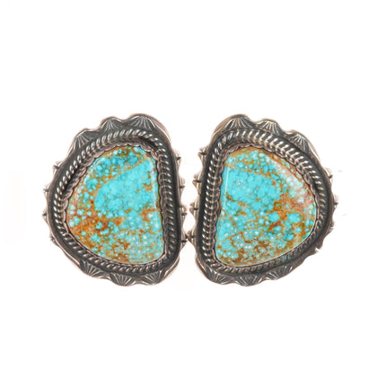 Large vintage Navajo sterling silver red spiderweb turquoise earrings