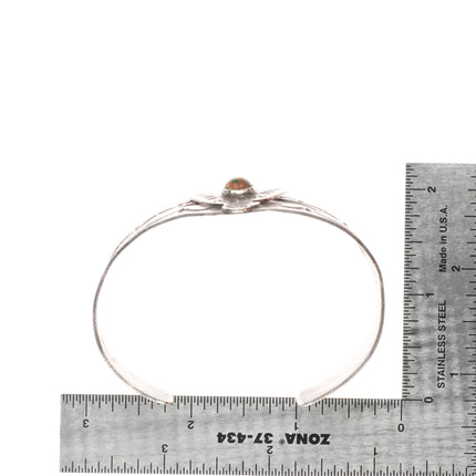 7.1" c1930 Navajo sterling silver Cerrillos turquoise whirling log cuff bracelet