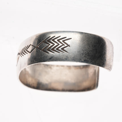6.7" Vintage Navajo sterling silver hand stamped  sterling silver cuff bracelet