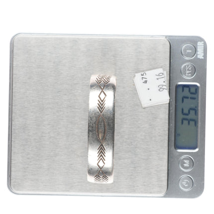 6.7" Vintage Navajo sterling silver hand stamped  sterling silver cuff bracelet