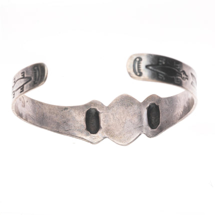 6.25" c1940's Fred Harvey era sterling silver cuff bracelet with turquoise