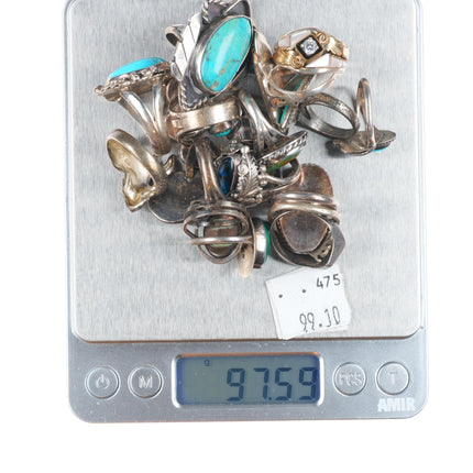 sz3-10 Navajo/Zuni/Southwestern sterling silver turquoise/shell/coral rings lot
