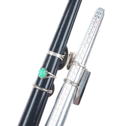 sz4-11 Navajo/Zuni/Southwestern sterling silver turquoise/lapis/coral rings lot